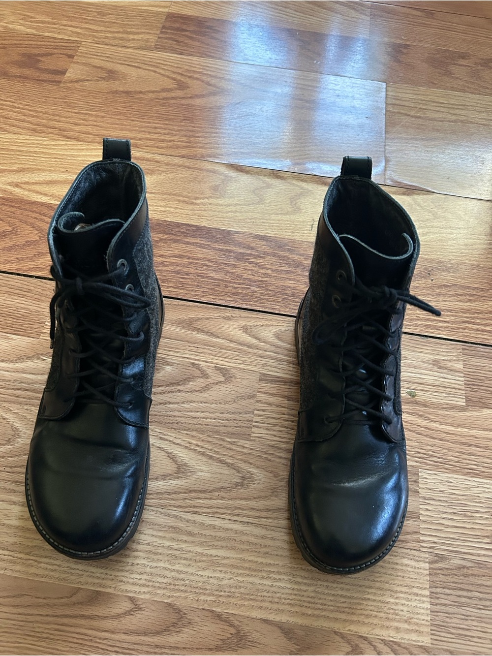 Birkenstock Black Lace-Up Leather Combat Boots 39